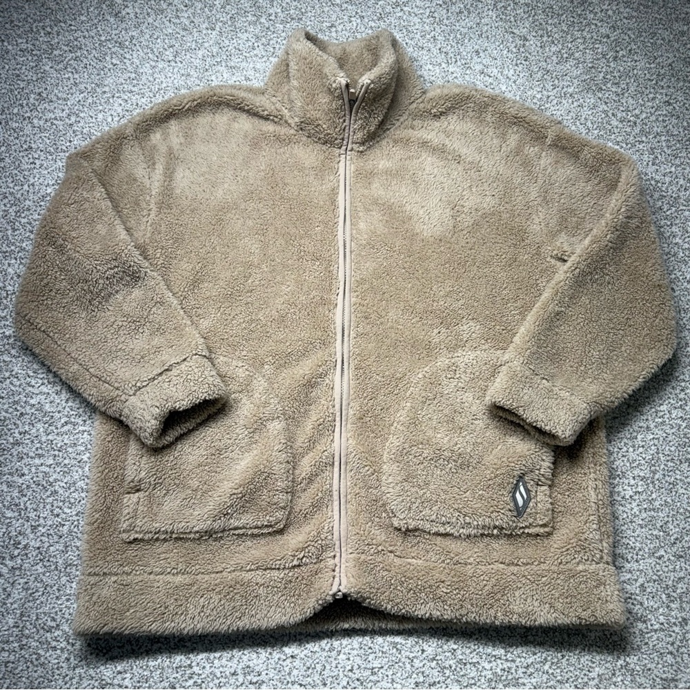 Women’s Skechers Tan Beige Downtime Sherpa Fleece Full-Zip-Up Jacket Size L
